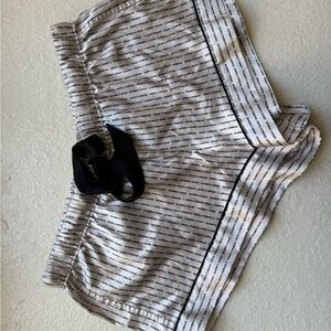 Women's White and Black Striped Shorts